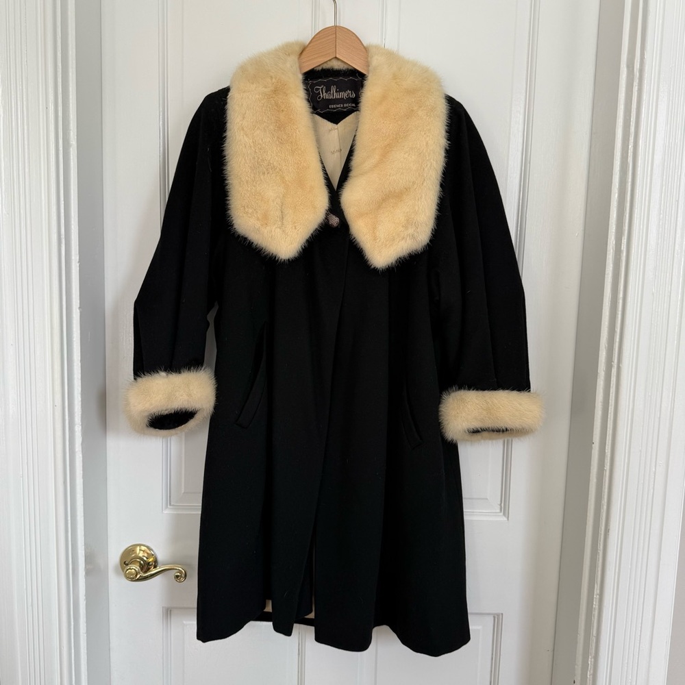 Vintage Coat with Cream Fur Trim